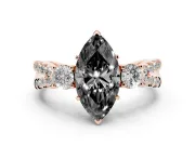 Marquise Three Stone Engagement Ring Setting for a Black Center | Pavé Split Shank | Rose Gold