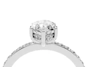 Marquise Cut Diamond Pavé Band Ring Set in Silver with Prong-Set Center Stone