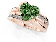 Heart-Shaped Graduated Bypass Engagement Ring Setting for a Fancy Green Lab-Grown Diamond | Split Shank | Rose Gold