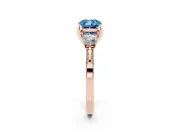 Cushion Cut Hidden Halo Three Stone Engagement Ring Setting for a Fancy Blue Lab-Grown Diamond | Rose Gold