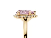 Pear-Shaped Halo Engagement Ring Setting for a Fancy Pink Lab-Grown Diamond | Plain Polished Band | Yellow Gold