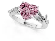 Heart-Shaped Leaf Solitaire Engagement Ring Setting for a Fancy Pink Lab-Grown Diamond | Sterling Silver