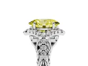 Oval Hidden Halo Filigree Engagement Ring Setting for a Fancy Yellow Lab-Grown Diamond | White Gold
