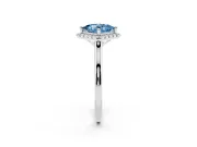Princess Cut Halo Engagement Ring Setting for a Fancy Blue Lab-Grown Diamond | Plain Polished Band | Platinum