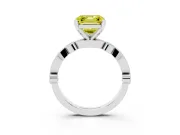 Fancy Yellow Asscher Cut Diamond Solitaire Engagement Ring Set in Platinum with Milgrain Bezel Accent Band