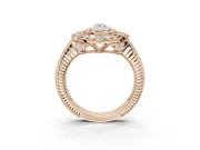 Pear-Shaped Vintage Halo Engagement Ring Setting | Art Deco Side Panels | Rose Gold