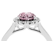 Oval Halo Engagement Ring Setting for a Fancy Pink Lab-Grown Diamond | Flat Tapered Band | White Gold
