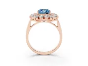 Princess Cut Floral Double Halo Engagement Ring Setting for a Fancy Blue Lab-Grown Diamond | Plain Band | Rose Gold
