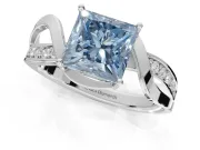 Princess Cut Bypass Engagement Ring Setting for a Fancy Blue Lab-Grown Diamond | Sterling Silver - Design NV-24814