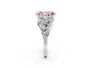 Fancy Pink Marquise Cut Diamond Halo Ring Set in White gold with Marquise and Pavé Band in Prong Setting