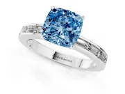 Cushion Cut Channel Set Engagement Ring Setting for a Fancy Blue Lab-Grown Diamond | Platinum