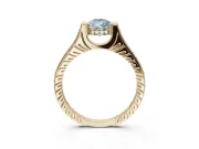 Pear-Shaped Vintage Cathedral Engagement Ring Setting for a Fancy Blue Lab-Grown Diamond | Carved Band | Yellow Gold