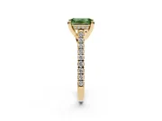 Emerald Cut Hidden Halo Pave Engagement Ring Setting for a Fancy Green Lab-Grown Diamond | Claw Prongs | Yellow Gold