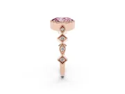 Fancy Pink Oval Cut Diamond Milgrain Marquise Twist Band Ring Set in Rose gold with Prong Setting
