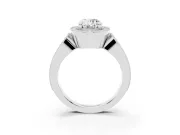 Oval Vintage Milgrain Halo Engagement Ring Setting | Open Loop Pave Shoulders | Sterling Silver