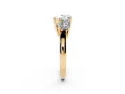 Heart-Shaped Three Stone Engagement Ring Setting | Large Side Stones | Yellow Gold