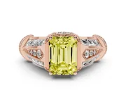 Emerald Cut Vintage Milgrain Engagement Ring Setting for a Fancy Yellow Lab-Grown Diamond | Hidden Halo | Rose Gold