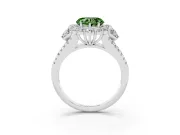 Fancy Green Heart Cut Diamond Halo Split Shank Engagement Ring Set in Silver with Prong-Held Center Stone
