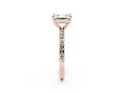 Asscher Cut Petite Pavé Solitaire Engagement Ring Setting | Slim Band | Rose Gold