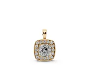 Cushion Cut Lab-Grown Diamond Halo Pendant Necklace | Plain Bail | Yellow Gold