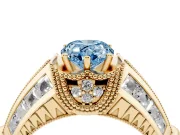 Pear-Shaped Vintage Milgrain Engagement Ring Setting for a Fancy Blue Lab-Grown Diamond | Hidden Halo | Yellow Gold