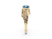 Princess Cut Bypass Pavé Engagement Ring Setting for a Fancy Blue Lab-Grown Diamond | Graduated Pavé | Yellow Gold
