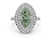 Fancy Green Marquise Lab-Grown Diamond Double Halo Statement Ring Set in Platinum with Pavé Band