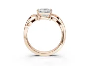 Princess Cut Bypass Solitaire Engagement Ring Setting | Pavé and Plain Strands | Rose Gold