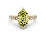Marquise Graduated Pavé Engagement Ring Setting for a Fancy Yellow Lab-Grown Diamond | Yellow Gold