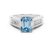 Emerald Cut Channel-Set Engagement Ring Setting for a Fancy Blue Lab-Grown Diamond | Sterling Silver