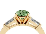 Pear-Shaped Three-Stone Engagement Ring Setting for a Fancy Green Lab-Grown Diamond | Tapered Baguettes | Yellow Gold