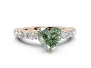 Heart-Shaped Shared Prong Engagement Ring Setting for a Fancy Green Lab-Grown Diamond | Rose Gold