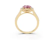 Round Halo Engagement Ring Setting for a Fancy Pink Lab-Grown Diamond | Petal Tips | Yellow Gold