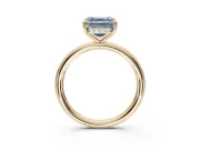 Asscher Cut Hidden Halo Ring Setting for a Fancy Blue Lab-Grown Diamond | Yellow Gold