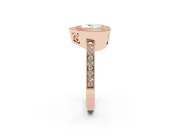 Heart-Shaped Double Milgrain Halo Engagement Ring Setting | Pave Band | Rose Gold