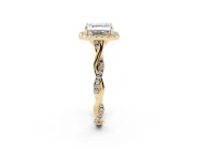 Asscher Cut Halo Engagement Ring Setting | Pavé Twist Band | Yellow Gold
