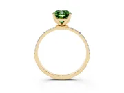 Cushion Cut Pave Solitaire Engagement Ring Setting for a Fancy Green Lab-Grown Diamond | Slim Band | Yellow Gold