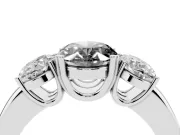 Oval Three Stone Engagement Ring Setting for a Black Center | Double Claw Head | Platinum