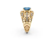 Radiant Cut Art Deco Engagement Ring Setting for a Fancy Blue Lab-Grown Diamond | Yellow Gold