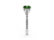Asscher Cut Hidden Halo Pave Engagement Ring Setting for a Fancy Green Lab-Grown Diamond | Claw Prongs | Sterling Silver