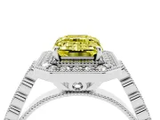 Emerald Cut Graduated Milgrain Halo Engagement Ring Setting for a Fancy Yellow Lab-Grown Diamond | Sterling Silver