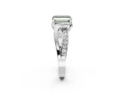 Asscher Cut Bypass Solitaire Engagement Ring Setting for a Fancy Green Lab-Grown Diamond | Pavé Strands | Platinum