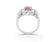 Fancy Pink Pear Cut Diamond Milgrain Halo Ring Set in White gold with Split Shank