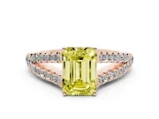 Emerald Cut Graduated Split Shank Engagement Ring Setting for a Fancy Yellow Lab-Grown Diamond | Rose Gold
