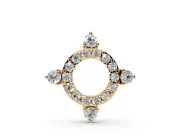 Round Lab-Grown Diamond Pavé Open Circle Pendant Necklace | Compass Accents | Yellow Gold