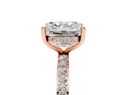 Asscher Cut Diamond Pavé Band Ring Set in Rose gold with Prong-Set Center Stone
