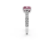 Asscher Cut Hidden Halo Engagement Ring Setting for a Fancy Pink Lab-Grown Diamond | Milgrain Pave | White Gold