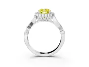 Cushion Cut Leaf Halo Engagement Ring Setting for a Fancy Yellow Lab-Grown Diamond | Platinum
