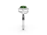Heart-Shaped Scalloped Cluster Halo Engagement Ring Setting for a Fancy Green Lab-Grown Diamond | Plain Band | Platinum
