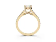 Pear-Shaped Hidden Halo Pave Engagement Ring Setting | Claw Prongs | Yellow Gold